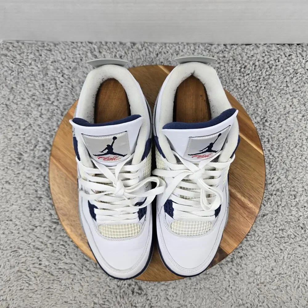 Jordan 4 Retro Mens 10 Midnight Navy White Casual Daily Sneaker DH6927-140